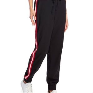 Black Formal Jogger with Red/White Stripes